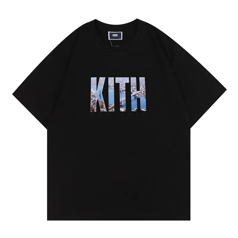 トップス KITH heavy oz cotton shirt de Kith short sleeve printed cotton t shirt men loose fit crew neck