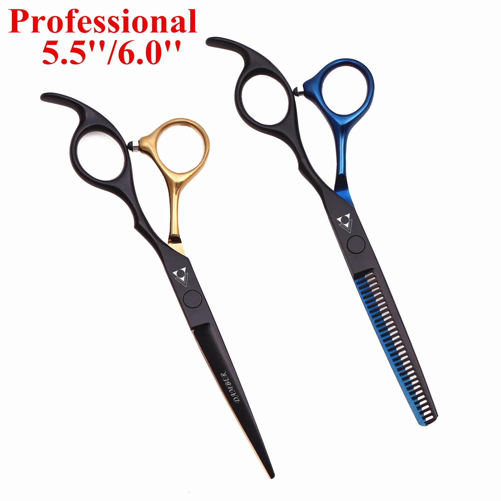 Ciseaux à cheveux 5 5 6 0 pansement professionnel amincissant ensemble de ciseaux de coiffeur coupe 440C japon acier 888 230317