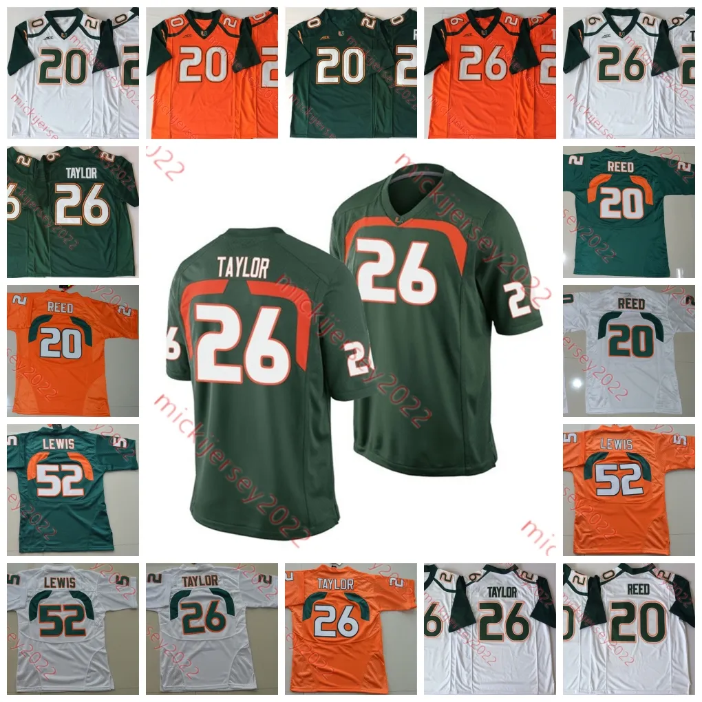 Stitched Sean Taylor Ed Reed Miami Koszulka piłkarska Męskie Ray Lewis Miami Hurricanes Koszulki S-3XL