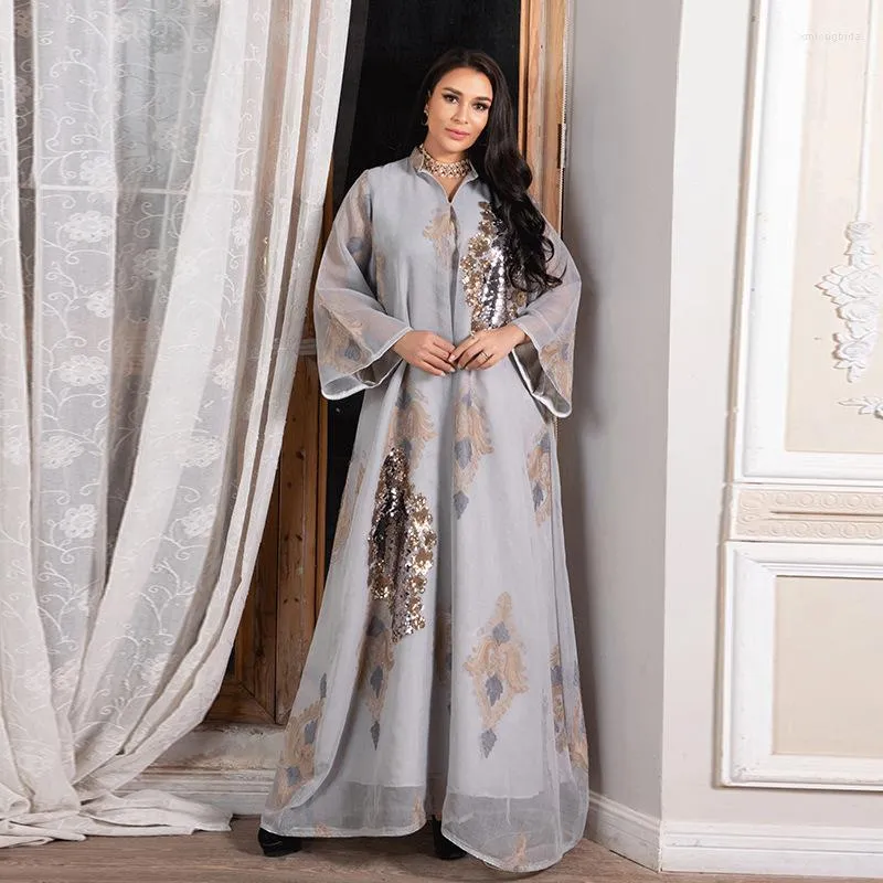 Vêtements ethniques paillettes broderie Abaya dubaï Robe musulmane femmes Caftan Marocain Robe élégante dame islamique Jelaba Femme Musulmane