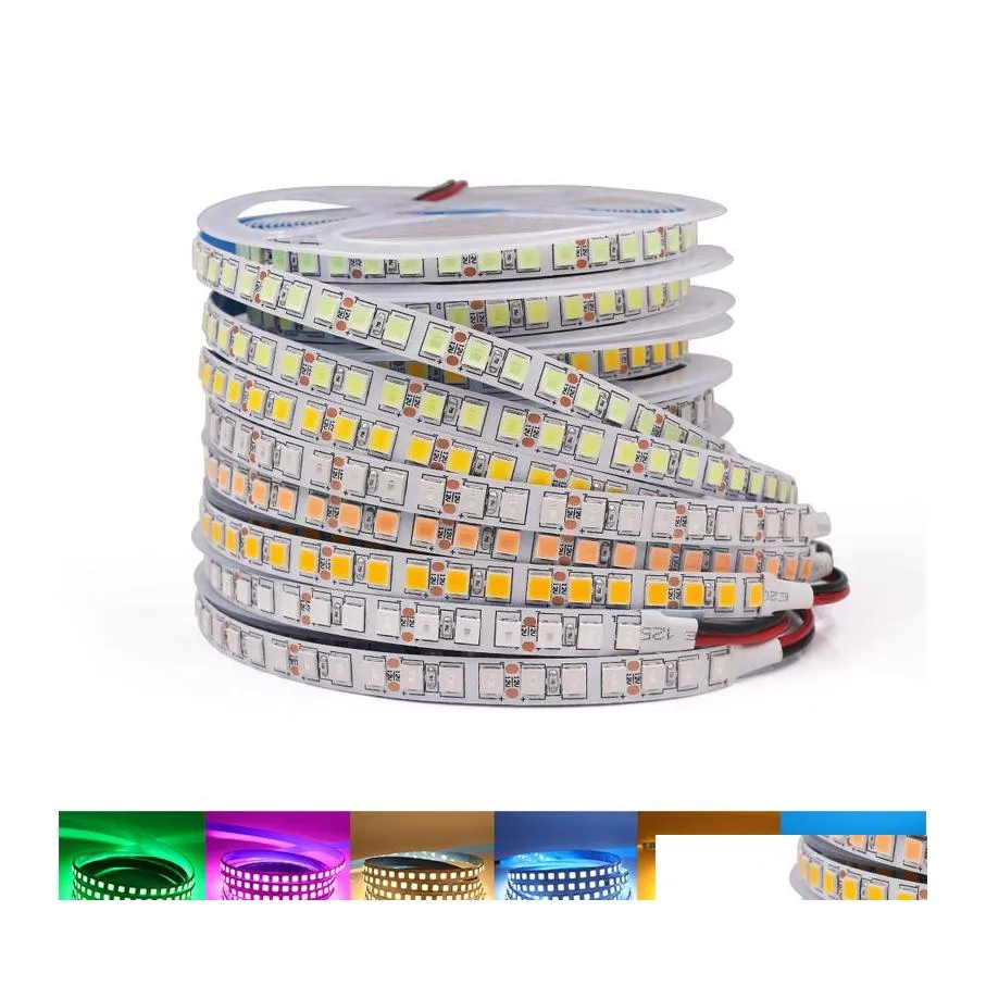 LED-Streifen 5M Streifen SMD 5050 5054 Band Wasserdichte Banddiode 12V 2835 Flexibles Neonlicht 60/120LEDs/m Lichter für Raumdekor Drop Dhzui