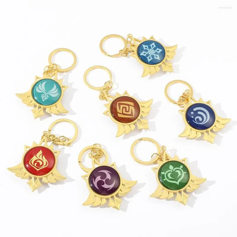 Keychains Genshin Impact Eyes Metal Jewelry Key Chain Cosplay Luminous Accessories Fashion Simple And Generous Boy Gift