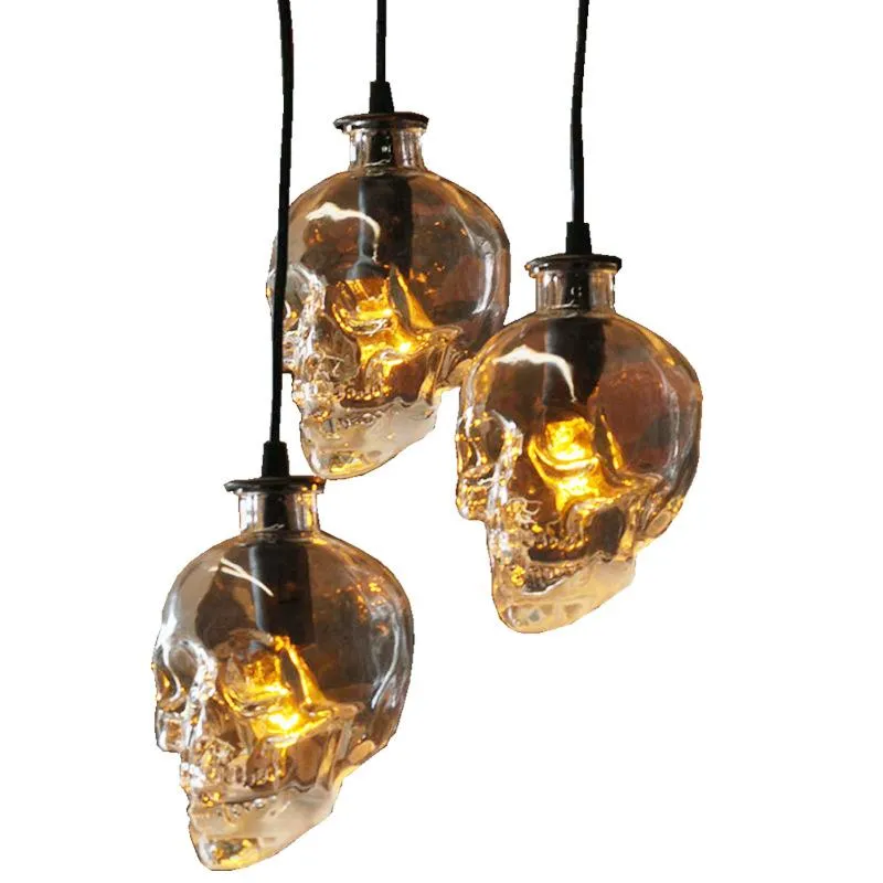 Pendelleuchten Vintage Persönlichkeit Glas Schädel Lichter Verwendung für Schlafzimmer Wohnzimmer Küche Restaurant E14 LED LightPendant