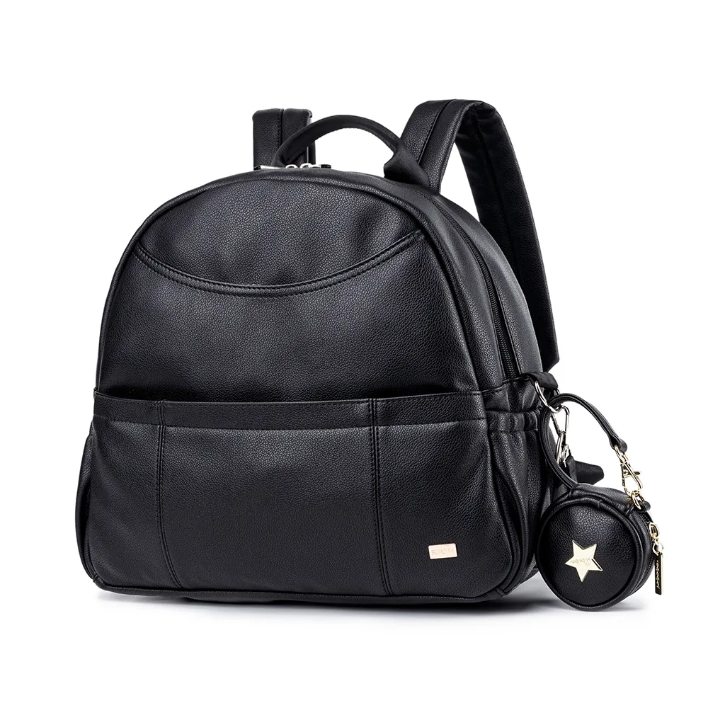 Wickeltaschen Mode PU Schwarz Rucksack für Baby Große Kapazität Wasserdichte Taschen Mutter Reise Kinderwagen 230317