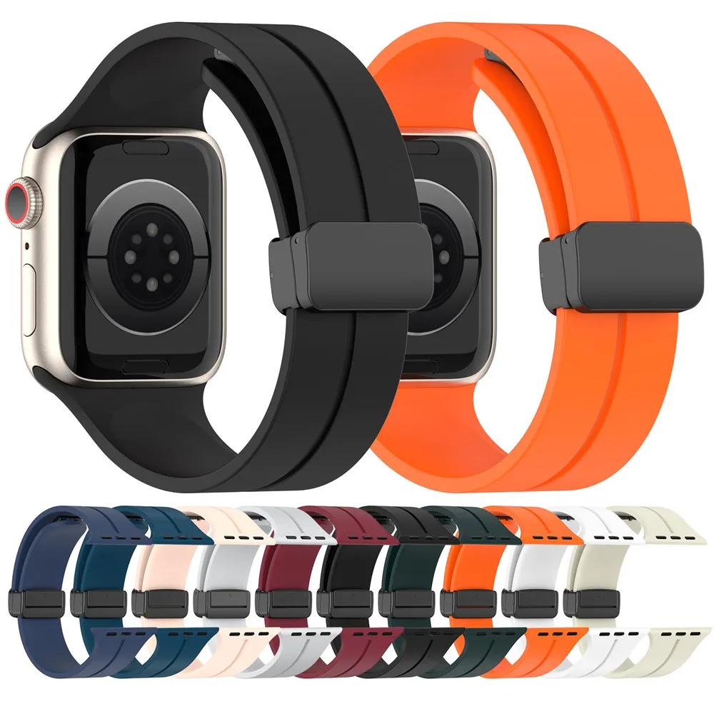 Apple Watch 울트라 밴드 용 마그네틱 스트랩 49mm 44mm 45mm 41mm 40mm 42mm 38mm 실리콘 Correa 팔찌 iWatch 시리즈 8 se 7 6 5 4