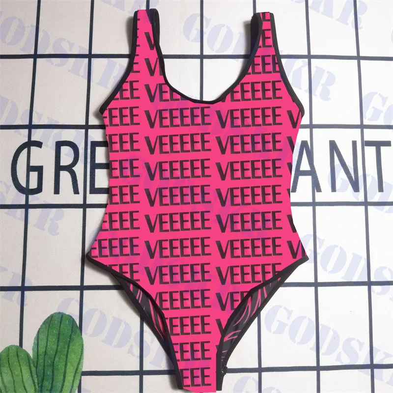 Sexig rosa baddräkt kvinnors bikini brevtryck badkläder för kvinnor svart logotyp baddräkt