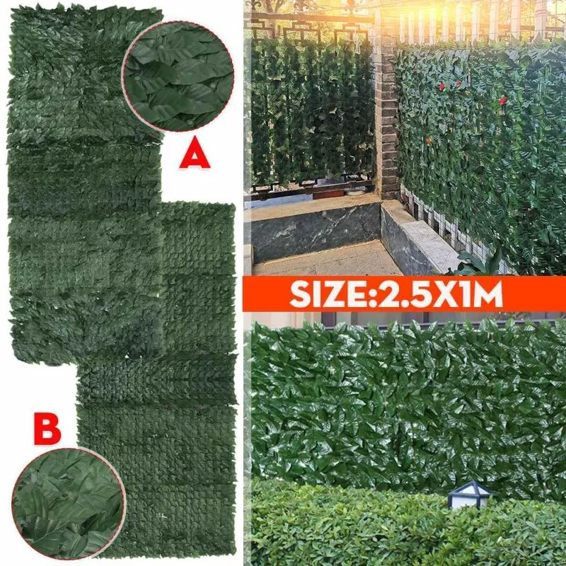 Decorative Flowers 250x100cm Artificial Fence Leaf Ivy Evergreen Hedge False Privacy Screen Faux Fencing Panel Outdoor Backyard Balcony