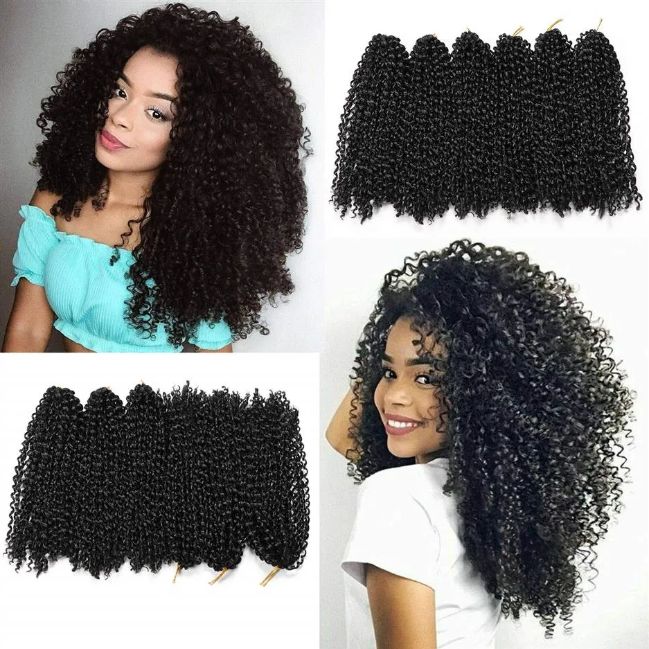 12 tum Malibob virkad flätor Marlybob Braiding Hair Afro Kinky Curly Braids Ombre syntetiska flätning Hårförlängning2199