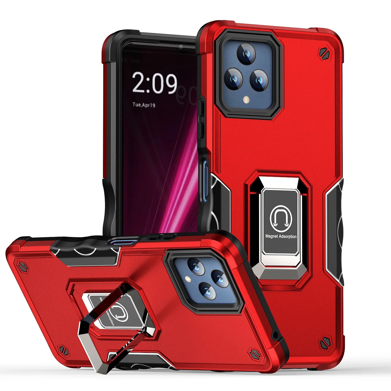 T-Mobile Revvl için Yan Kayma Şerit Kılıfları 6 Pro V Plus 5G Zırh Kickstand Telefon Kılıfı Kapak CAPA