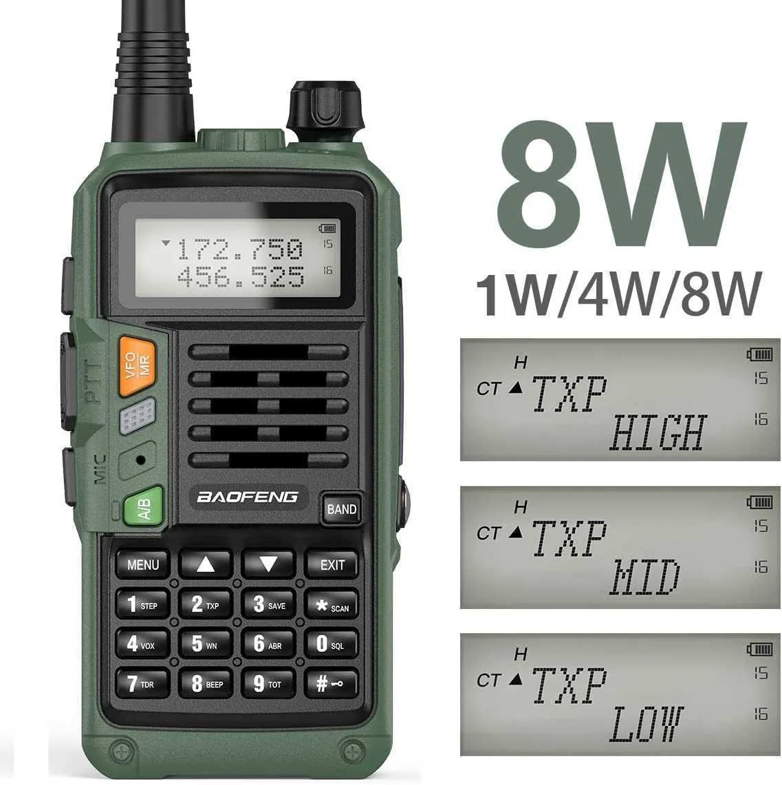 BAOFENG P15UV Walkie Talkie 10W High Power Long Range Dual Band FM 999  Channels Handheld HF Transceiver Two Way Ham Radio