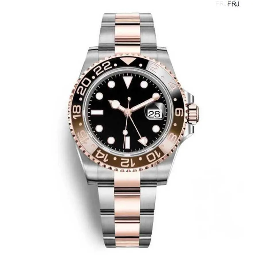 Rolax Watch Luxury Mens Gmt Series Ceramic Ring 18k Gold