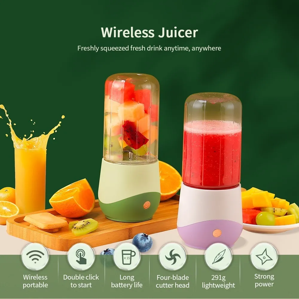 Fruit Vegetable Tools 500ML Portable Juicer USB Electric Mini Smoothie Blender 4 Knife Mixer S