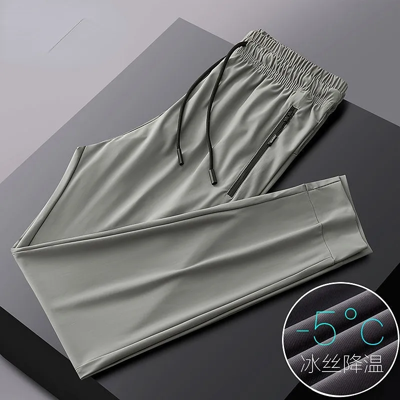 Pantaloni da uomo Estate Traspirante Seta di ghiaccio Pantaloni sportivi neri Pantaloni da uomo Pantaloni sportivi Pantaloni larghi Pantaloni casual da uomo Taglia 7XL 8XL 9XL 230320