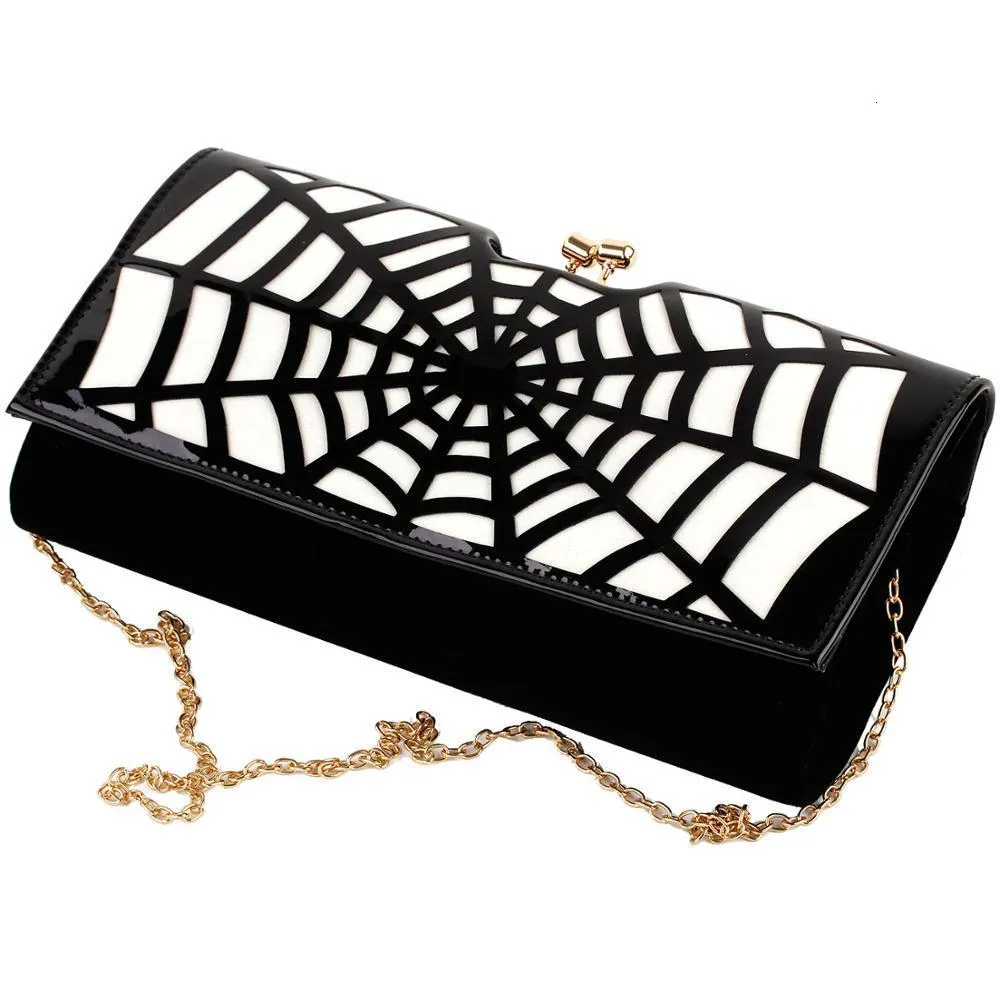 Bolsos de noche FB90020 Show Story Mujeres Niñas Punk Spider Web Diseño Moda Bolso de mano al aire libre 230317