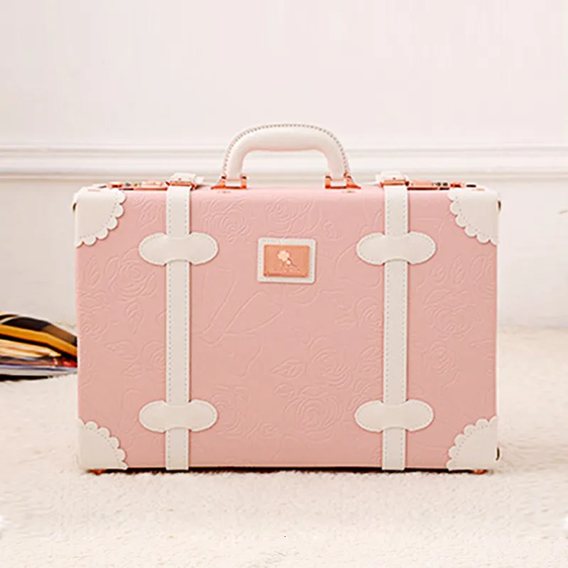 Retro Leather Spinner Small Suitcase Bag With Wheels Perfect For