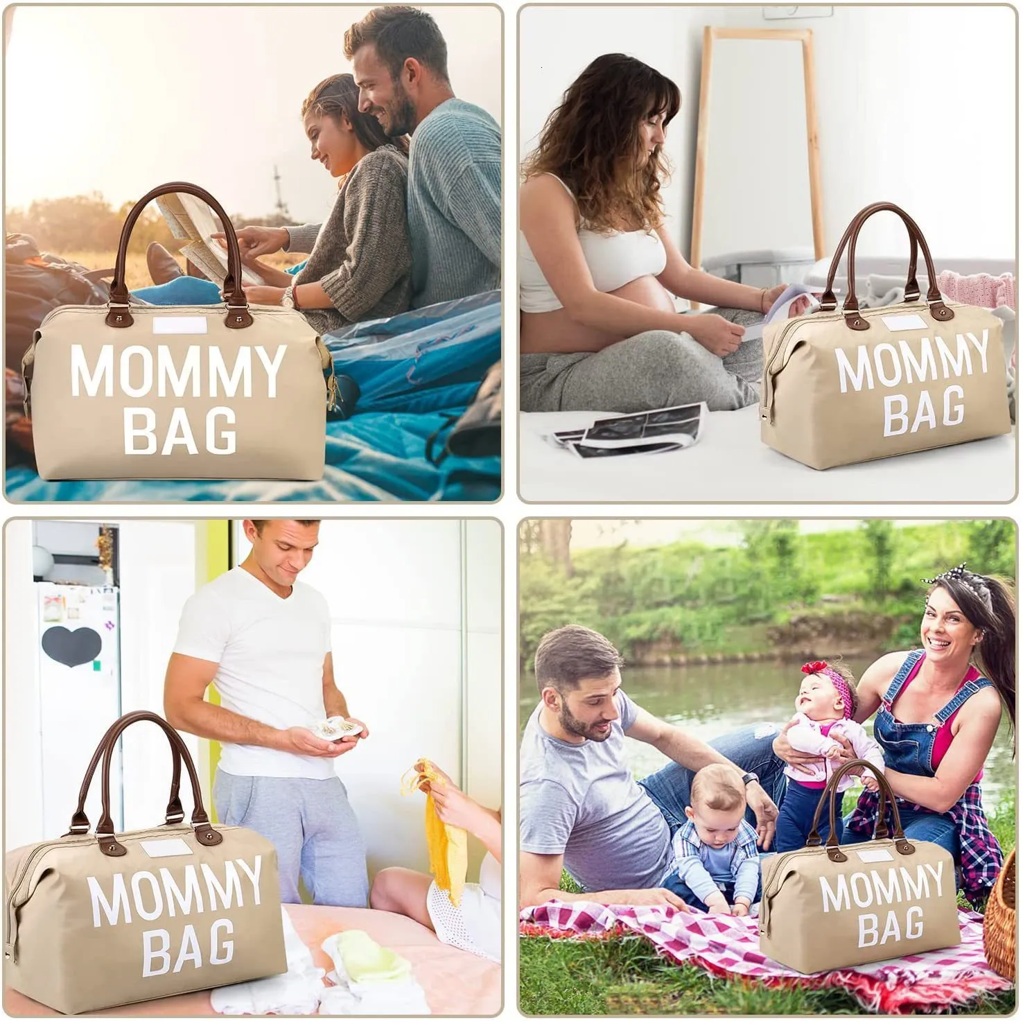 Mutter Windelbeutel – Große Wickeltasche, 40x27x21 Cm, Mit Organizer-Fächern – Als Rucksack Oder Handtasche Nutzbar