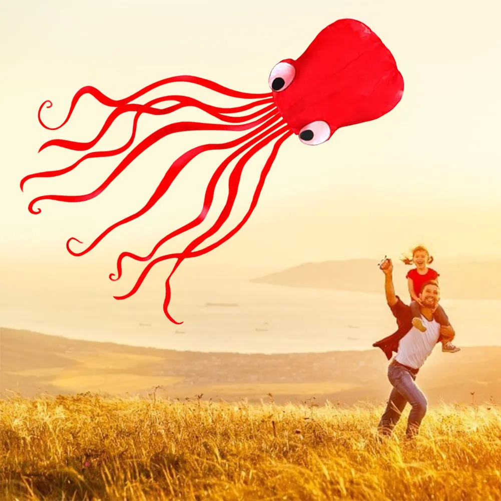 Akcesoria latawców 3D Soft Octopus Cartoon Animal Outdoor Windsock Łatwa do latania dziecięce zabawki na Boże Narodzenie Prezent 230320