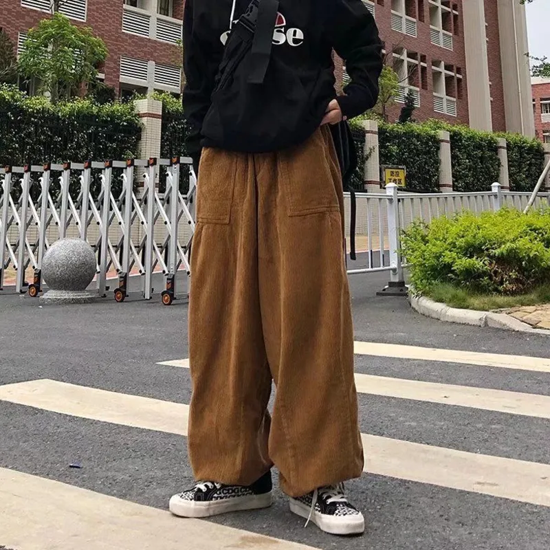 Brown And Black Corduroy Mens Retro Oversized Casual Pants Loose Fit Hip  Hop Wide Leg Brown Wide Leg Trousers For Streetwear And Fashion Style  230320 From Kong01, $22.27