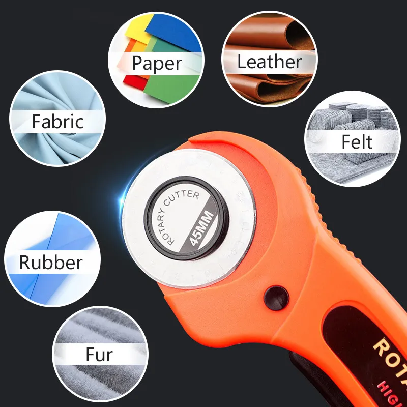 45mm Rotary Cutter With 5PCS Blades For Fabric Paper Vinyl Circular Cut Cutting Disc Patchwork Leather Craft Sewing Tool