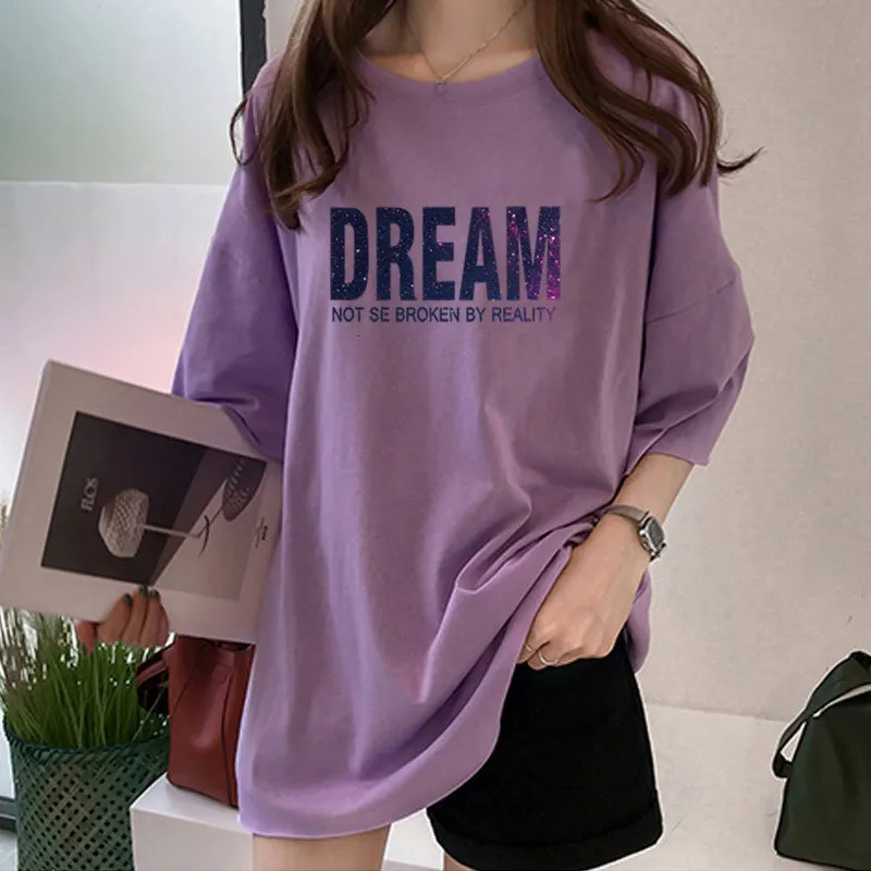 T-shirt femme Anbenser style coréen été femmes T-shirt à manches courtes hauts t-shirt décontracté femme Streetwear col rond rêve surdimensionné t-shirts 230320