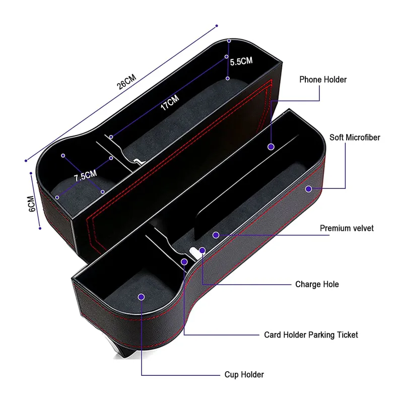 Car Gap Seat Side Filler Organizer Pocket Storage Box Holder Phone
