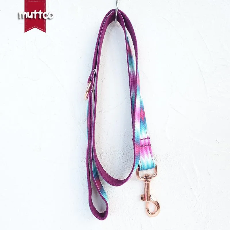 Dog Collars Leashes Muttco Retailing Purple Stripe Leash 5サイズUDC009M用の特別な自己設計カラー