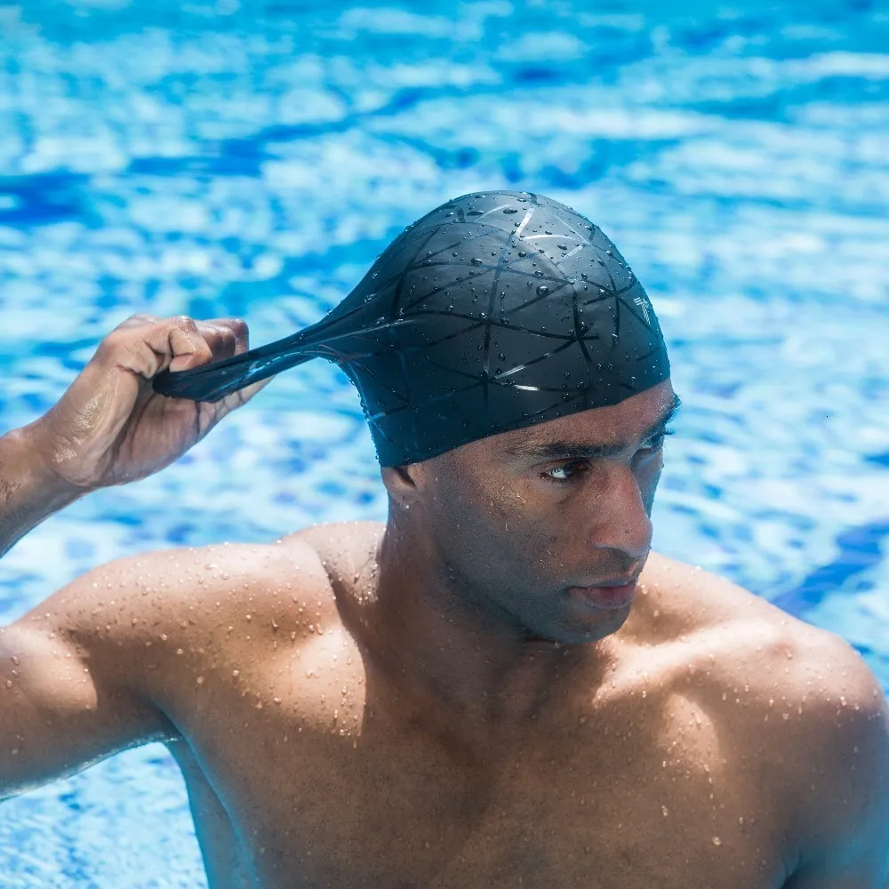 Bonnets de natation 3D élastique professionnel Gel de silice bonnet de bain étanche Protection de l'oreille adulte hommes femmes cheveux longs chapeau de bain couverture oreille os piscine 230320