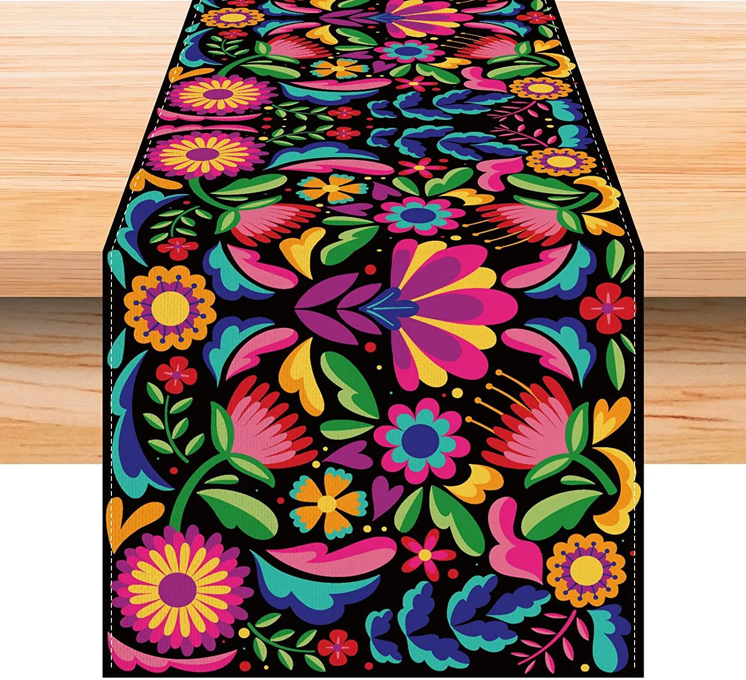 Linho colorido mesa de flores corredor caseiro decoração mesa de decoração pano de estilo mexicano bandeira de chá