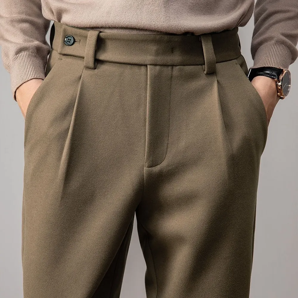 Herenbroeken lente herfst chino's mannen casual broek dunne basis recht fit werk broek streetwear mode bodems mannen khaki broek trends 230320