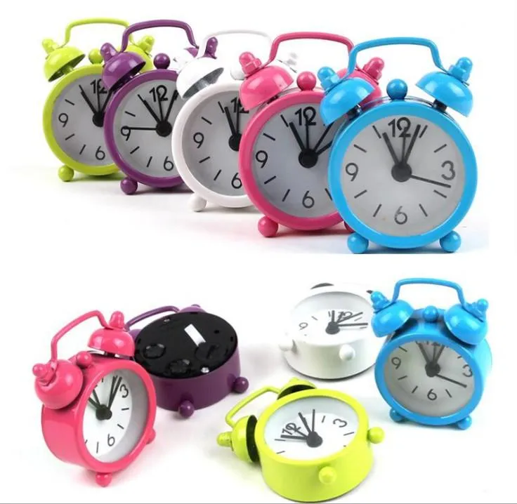 الرجعية الرجعية Mini Cartoon Cartoon Clocks Number Number Double Bell Desk Table Digital Home Decor