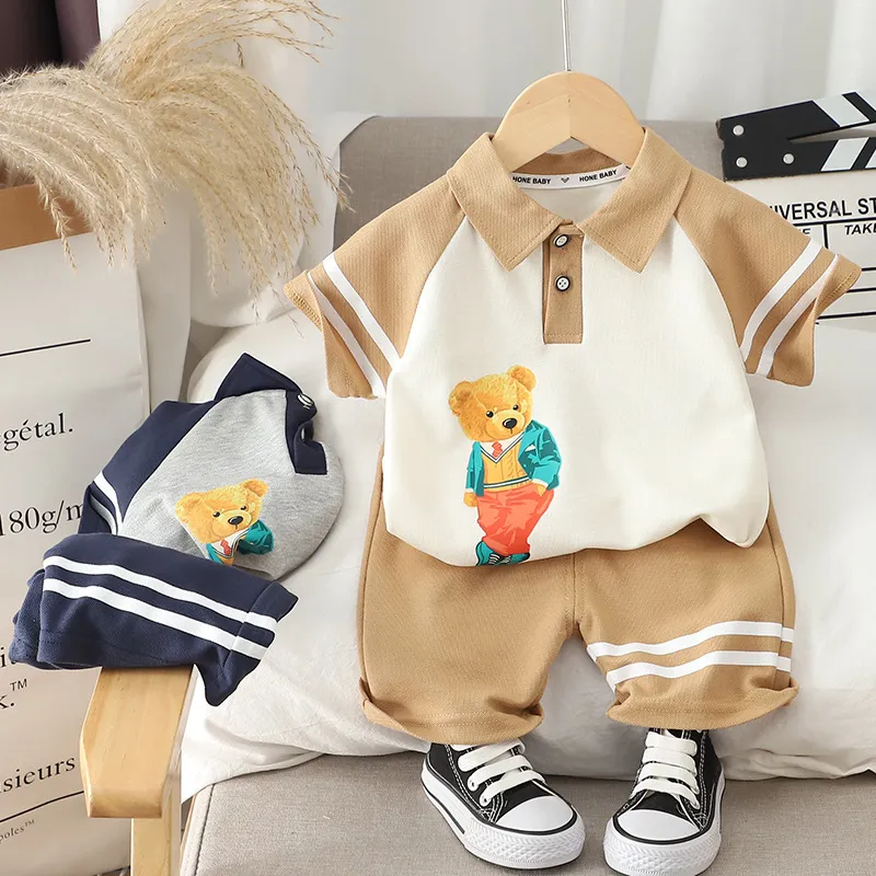 Barnkläder set baby pojke t-shirt shorts sommarkläder bomull casual pojkar träning barn baby kläder set