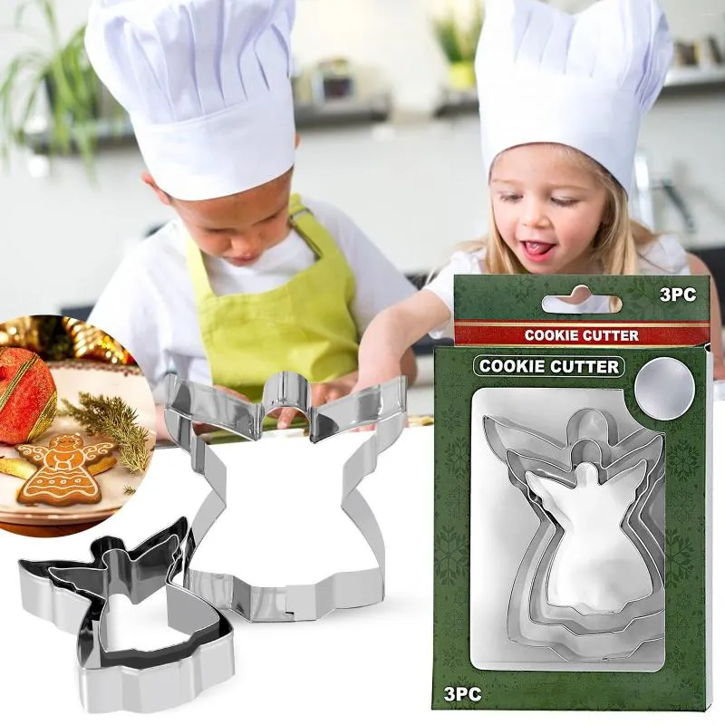 Yetişkinler için Set Kalıplar Pasta Kabuğu Hazır Yapıldı 3 PCS Noel melek paslanmaz çelik kurabiye kesme aracı diy zürafa