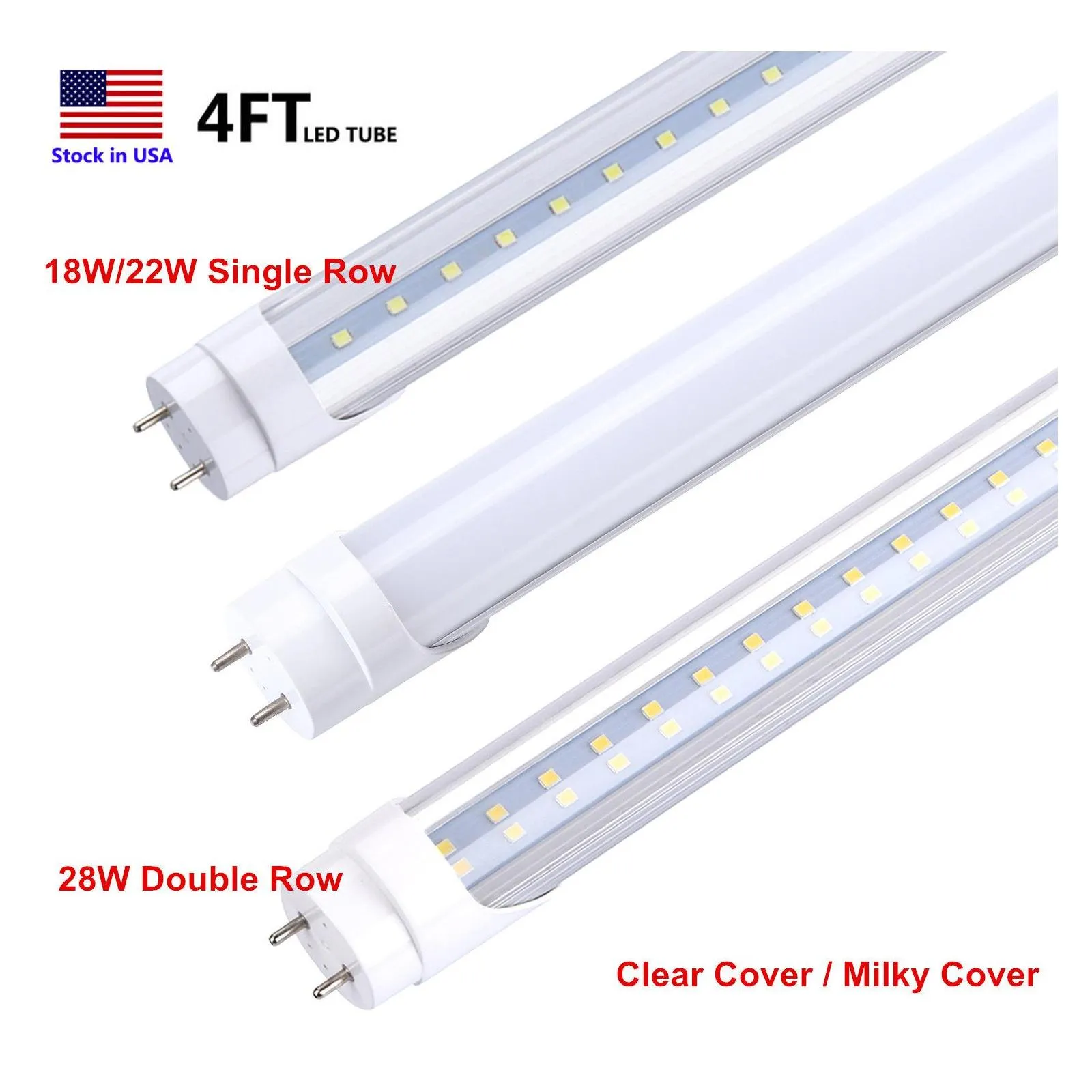 Светодиодные трубки T8 Tube Lighting 4ft 4 -футовой 18 -футовый 22W 28 Вт SMD 2835 Флуоресцентная замена света 6000K COOL White Shop Lamp BB