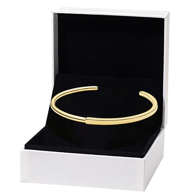 Pulseiras abertas banhadas a ouro I-D Cuff para Pandora 925 prata esterlina festa de casamento joias para mulheres namorada presente designer pulseira conjunto com caixa original