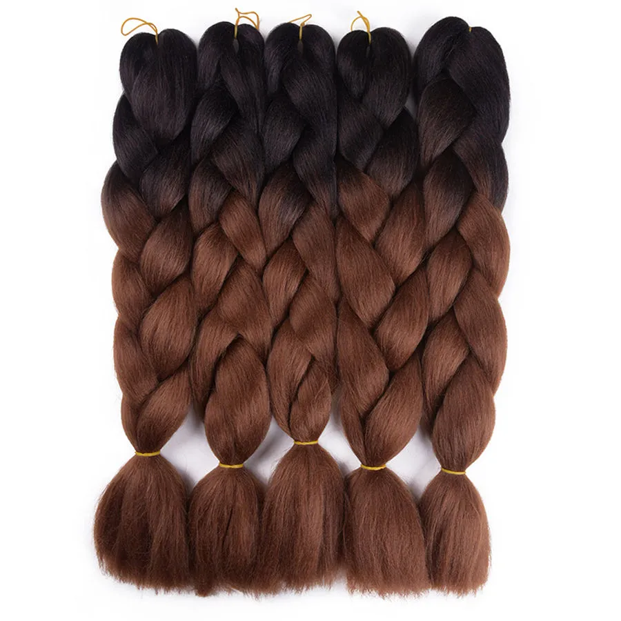 2 3 4 Tone Color Jumbo Braiding Hair Synthetic Ombre Braid Hair Expression 24 Inch 100G