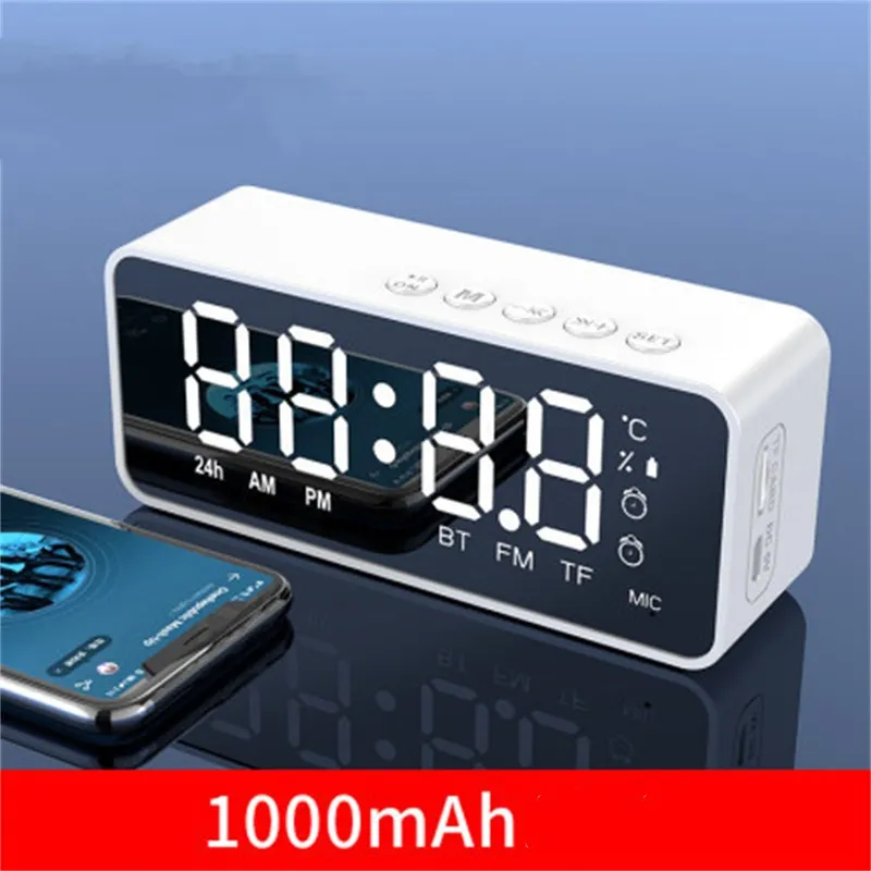 Bluetooth-högtalare Alansi G50 Mini Mirror Bluetooth Högtalare High-End Gift Portable Hushåll Plug-in Card Alarm Clock gränsöverskridande stereo