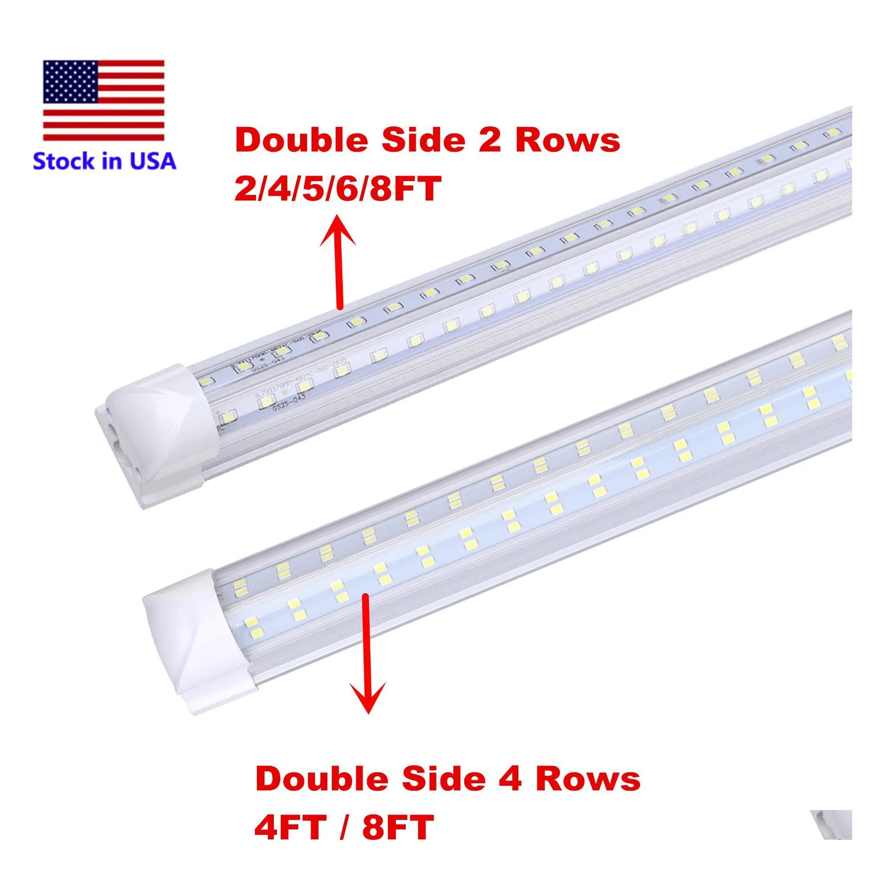 Tubes LED 4 pieds T8 lumière intégrer tube 2 pieds 5 pieds 6 pieds 8 pieds lumières en forme de V blanc 6000K 120W double rangée magasin luminaire livraison directe éclairage Dhoeg