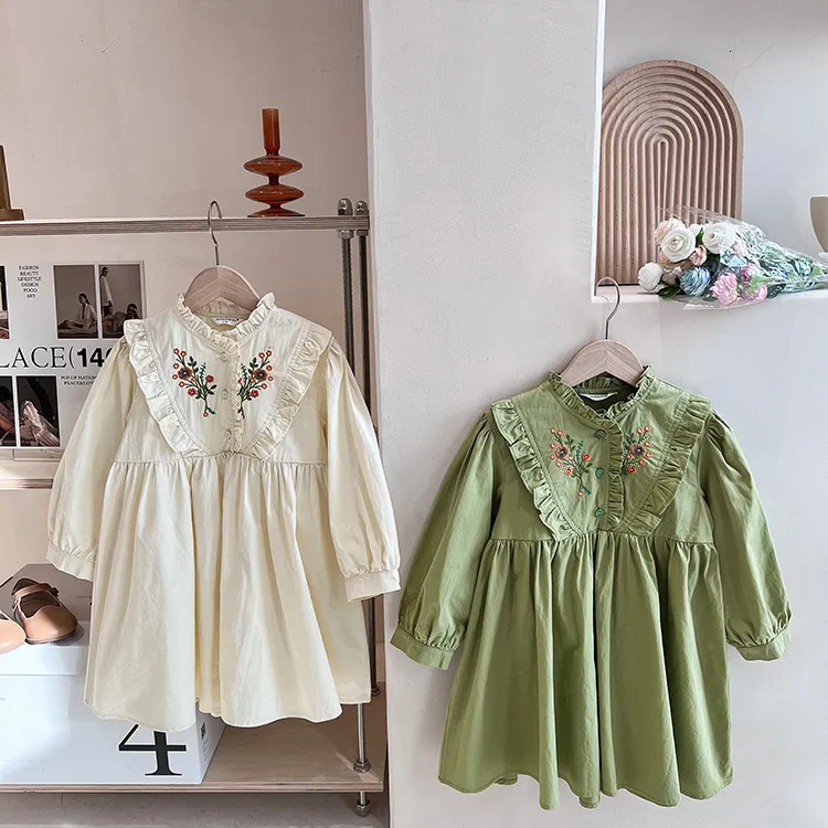 Girl's Dresses Fashion Classical Kids Girls Dress Long Sleeve Cotton Princess Fall Dress for Toddler Girl Clothes Autumn Flower Dress 230320