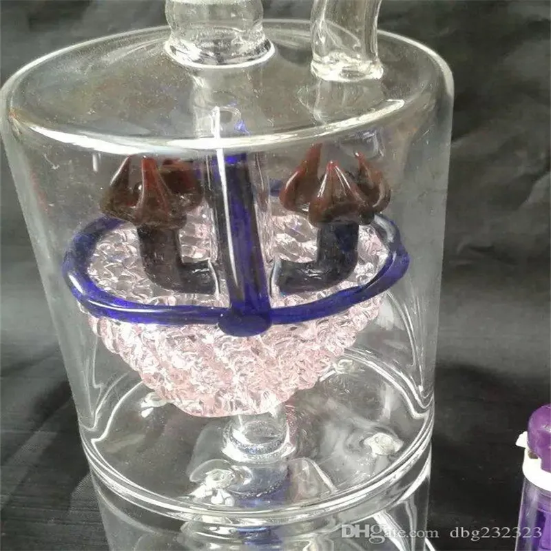 フッカーピンクフラワーバスケット水ギャラスガラスボングアクセサリーガラス喫煙パイプカラフルなミニマルチ -