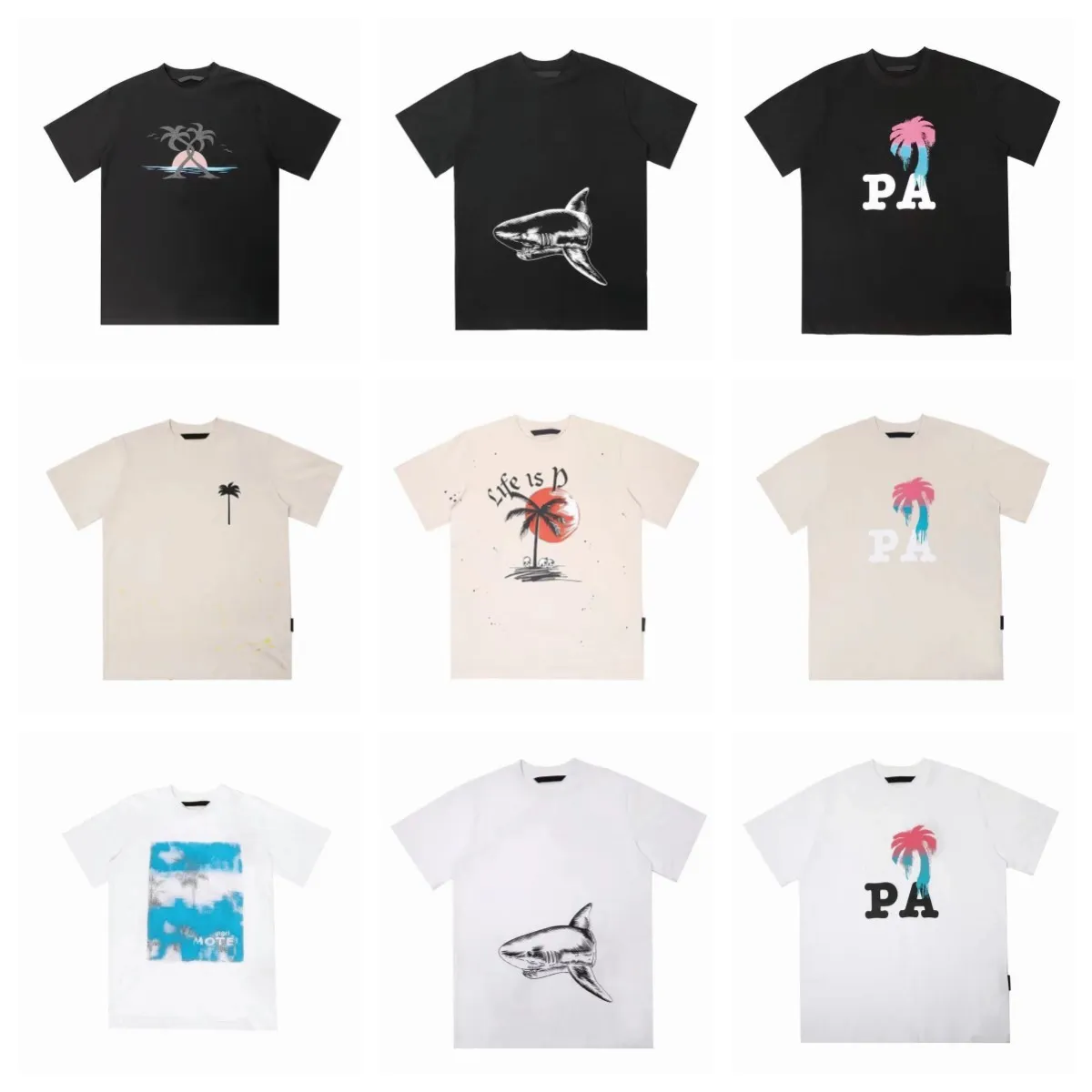 Damen-Designer-T-Shirt mit Buchstaben, Palmen, kurzen Ärmeln, Palmen, gleicher Absatz für Herren- und Damen-T-Shirt, Sommer-Trend-Kurzarmhemden, Top-High-Street-T-Shirt