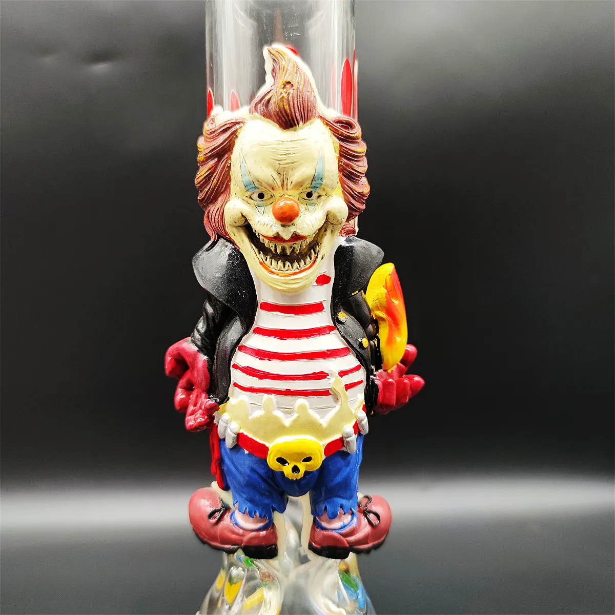 35CM 14 Inch Handy Bong Glass Bong Water Pipe 3D Fat Clown 9MM Thickness Red Smurf Glass Bongs Thick Beaker Smoking Bubbler Dab Rig