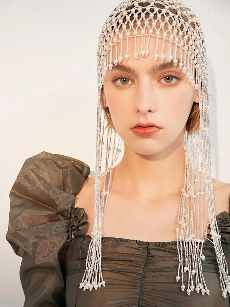 Coiffures perles chapeau perlé couture à la main femmes accessoires de mariée cadeau de soirée