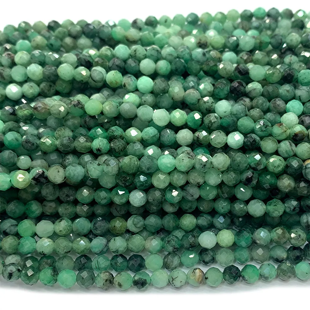 Beaded Necklaces Veemake Emerald Natural Stones Gemstones DIY Necklace Bracelets Earrings Ring Faceted Round Beads For Jewelry Making 230320