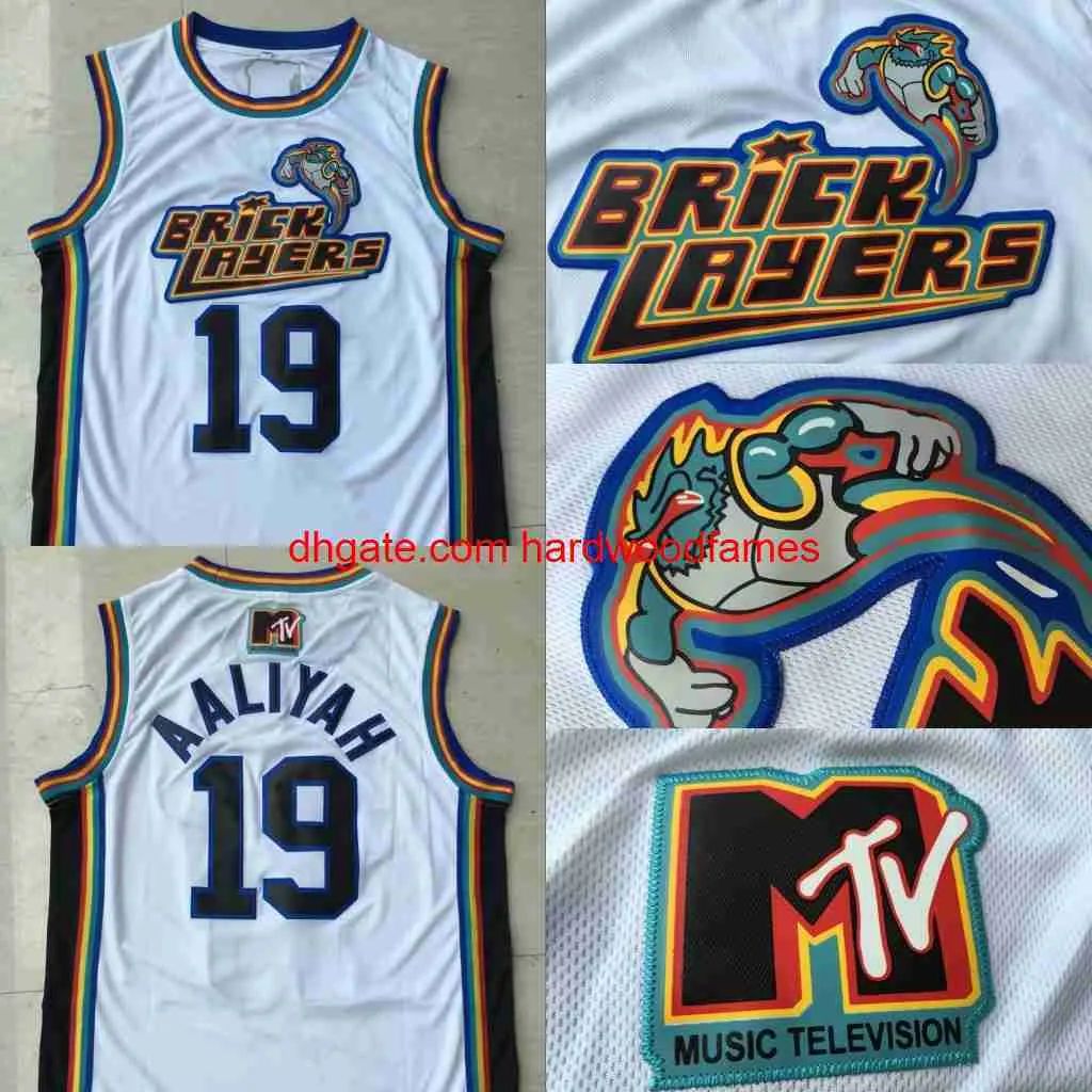 Mens 19 Aaliyah Bricklayers 1996 MTV Rock N Jock Movie Jersey Fashion Wholesales Lowest Price Free Shipping