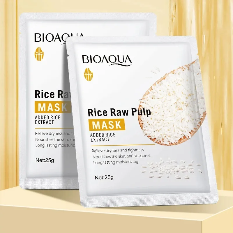 BIOAOUA White Rice Face Sheet Facial Mask Korean Dry Face Skin Care Moisturizing Face Mask From
