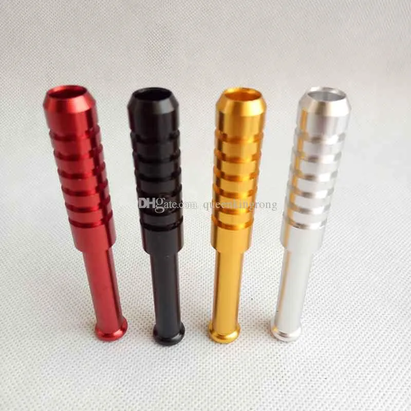 82mm length Metal smoking pipe Filter Tips aluminium one hitter spring bats Snuff Snorter Dispenser Tube Straw