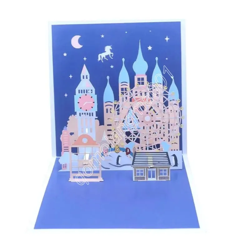 Handmade Kirigami Origami Playground 3D Greeting Cards Invitation card For Christmas Wedding Birthday Party Gift