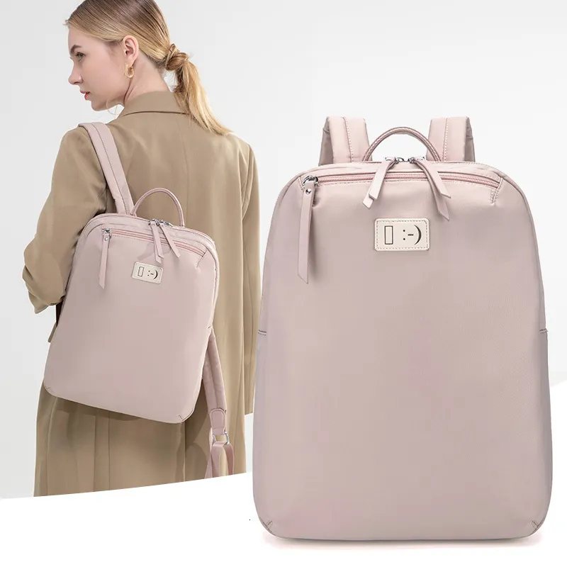 Sacs d'école Sac à dos pour ordinateur portable pour femmes Sac de voyage d'affaires Sacs à dos pour ordinateur portable en plein air 14 pouces Grand sac à dos pour ordinateur étanche mince Rose 230320