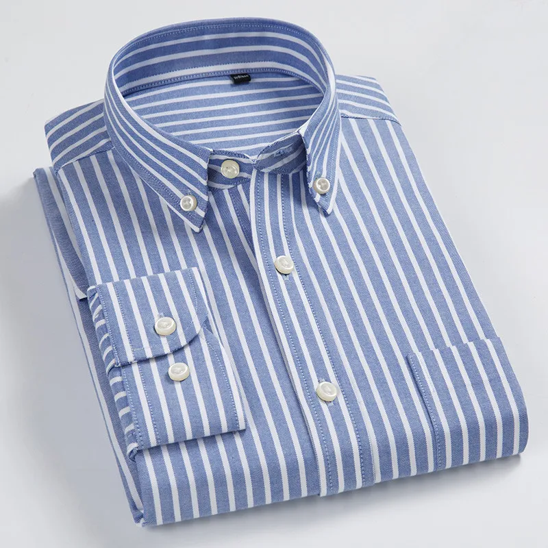 Chemises décontractées pour hommes 8XL 7XL Chemise à manches longues rayée / à carreaux de couleur pure pour hommes Chemises habillées 100% coton Oxford Business Chemise boutonnée surdimensionnée 230320