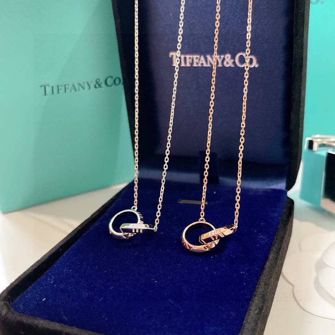 Lüks moda kolye tasarımcı mücevher partisi sterling gümüş çift yüzük elmas kolye gül altın kolyeler kadınlar için süslü elbise uzun zincirli mücevher hediyesi 88
